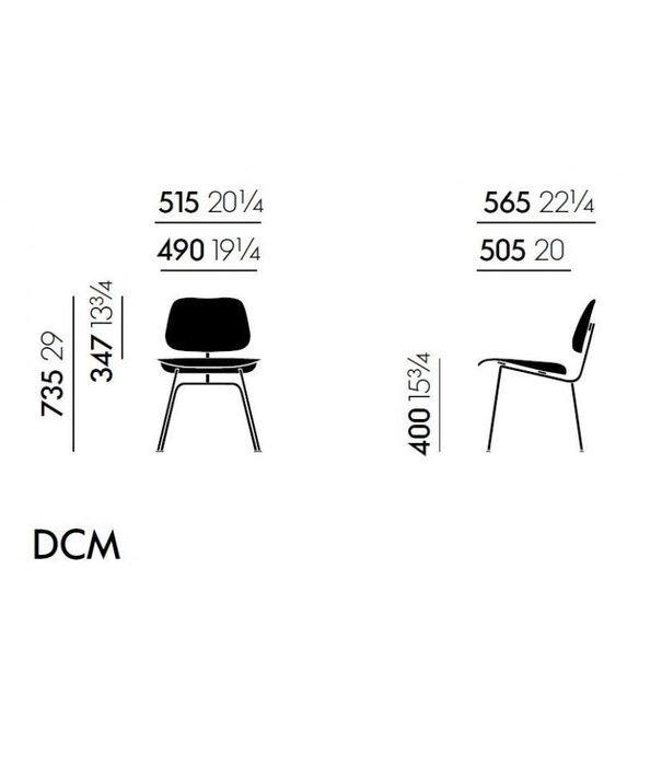 Vitra  Vitra  DCM Eetkamerstoel zwart essen, chroom onderstel
