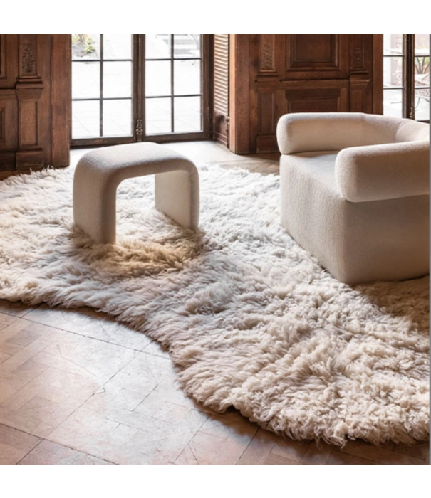 Layered  Shaggy Residue Rug - Bone White