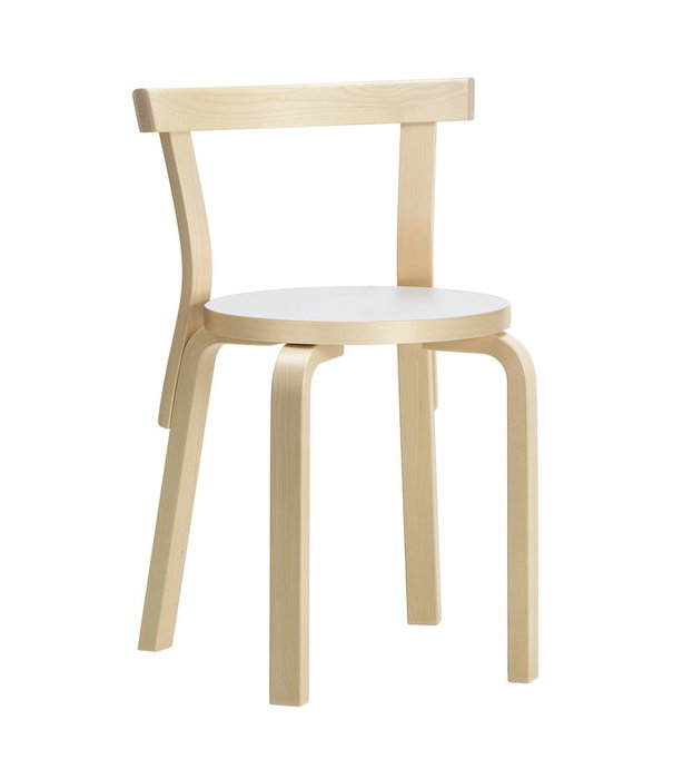 Artek  Artek - Aalto stoel 68 berken - zitting wit laminaat