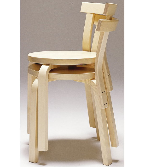 Artek  Artek - Aalto chair 68 birch - seat black linoleum