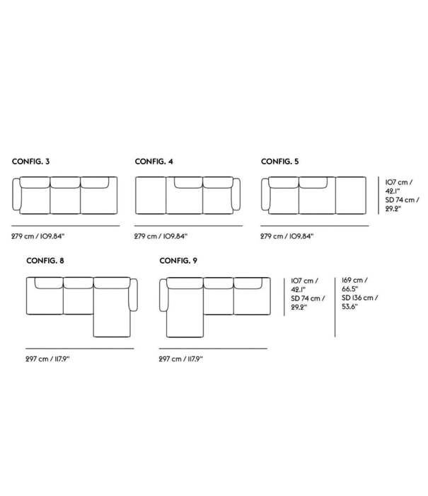 Muuto  Muuto - In Situ 3 seater sofa - config.1 stone leather