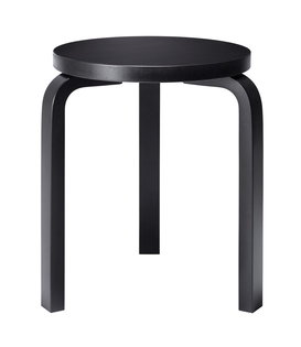 Stool 60 birch, black lacquered