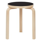 Artek - Stool 60 birch, black linoleum