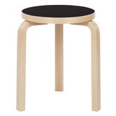 Stool 60 birch, black linoleum