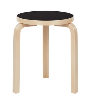 Stool 60 Kruk berken, zwart linoleum