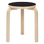 Artek - Stool 60 berken, zwart linoleum