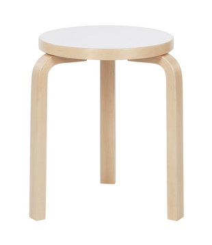 Stool 60 birch, white HPL laminate