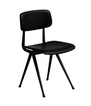 Result stoel volledig bekleed zwart leder - zwart frame