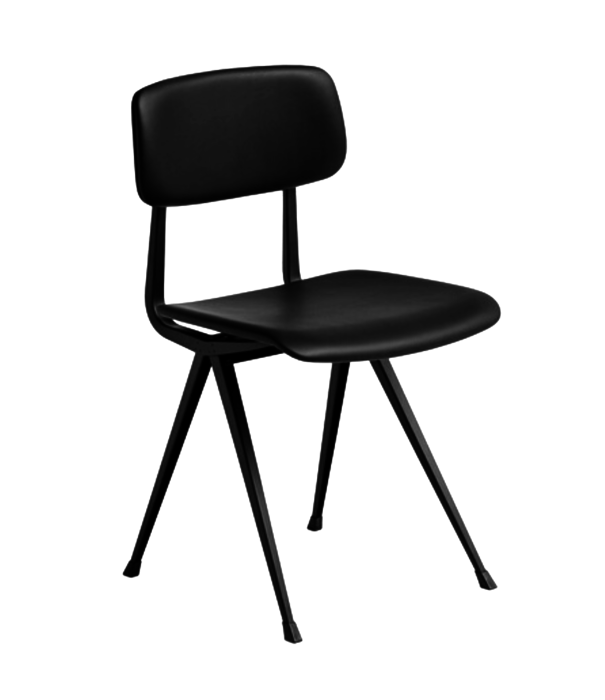 Hay  Hay - Result chair fully upholstered black leather - black frame