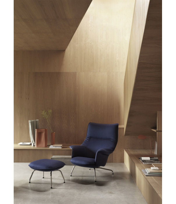 Muuto Doze Lounge Stoel Re-wool 128 grey, chrome