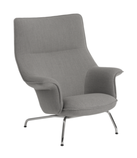 Muuto Doze Lounge Chair Re-wool 128 grey, chrome