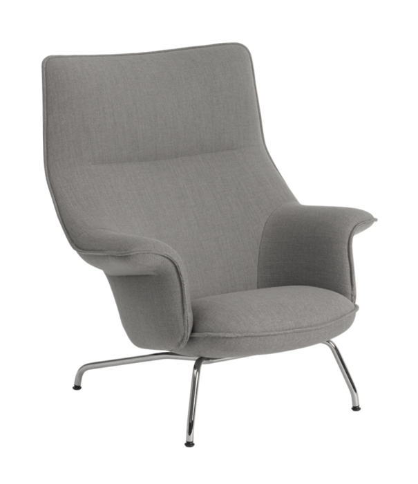 Muuto Doze Lounge Stoel Re-wool 128 grey, chrome