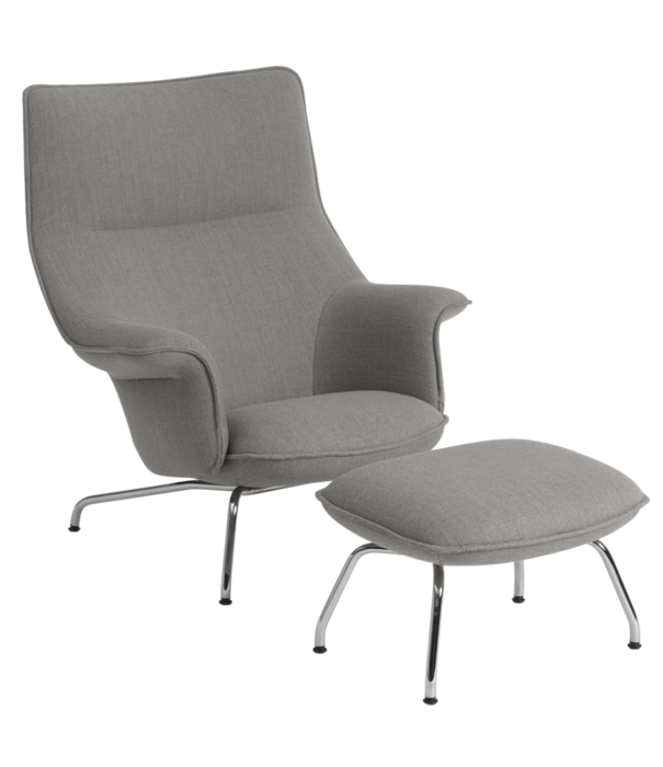 Muuto Doze Lounge Chair Re-wool 128 grey, chrome