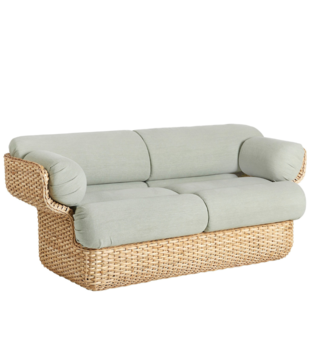 Gubi - Basket 2-seater Sofa, rattan - Drive Glamour fabric 1115