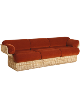 Gubi - Basket 3 Seater Sofa, rattan -  Belsuede Special FR133