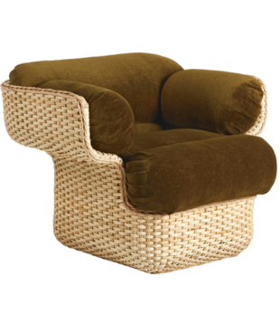 Basket Lounge Stoel rotan , Mumble 40 green