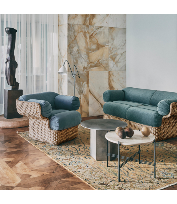 Gubi  Gubi - Basket Two Seater Sofa - Drive Glamour fabric 1115