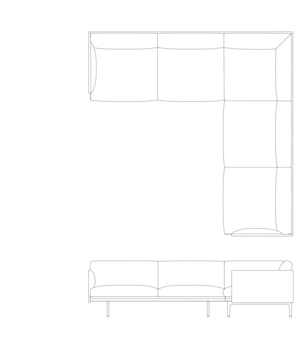 Muuto Outline Hoekbank Refine cognac leer