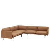 Outline Hoekbank Refine cognac leer