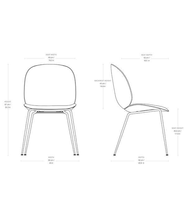 Gubi  Gubi Beetle Eetkamerstoel eiken / Mumble 40, voet zwart-chroom