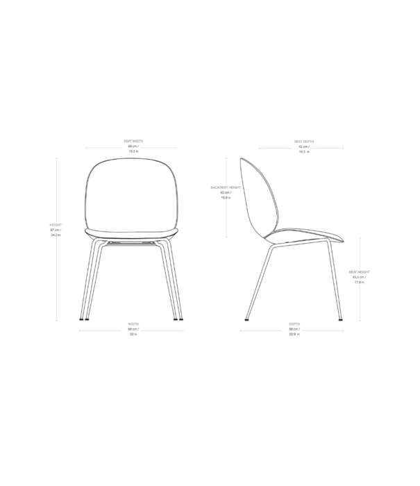 Gubi  Gubi Beetle Eetkamerstoel eiken / Camo leder tundra grey, voet zwart-chroom