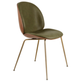 Gubi - Beetle chair walnut - Camo leather army 2 - antique brass legs