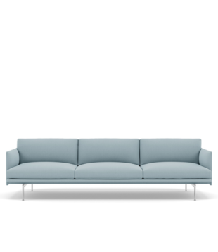 Muuto Outline 3,5 seater Sofa Steelcut Trio, base polished aluminium