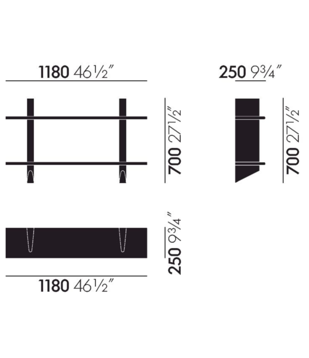 Vitra  Vitra - Rayonnage Mural wall rack black - solid oak