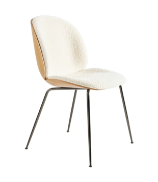 Gubi Beetle Dining Chair oak / Karakorum 001, base black-chrome