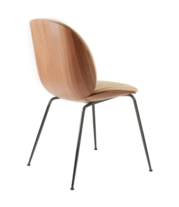 Gubi  Gubi - Beetle 3D chair walnut  - Flair 134 - black chrome base