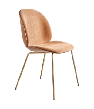 Gubi - Beetle 3D walnut  chair - Belsuede 132 - conic base antique brass