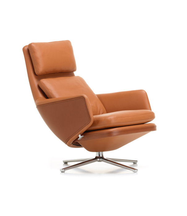 Vitra  Vitra Grand Relax lounge chair premium leather,  cognac/dark cognac