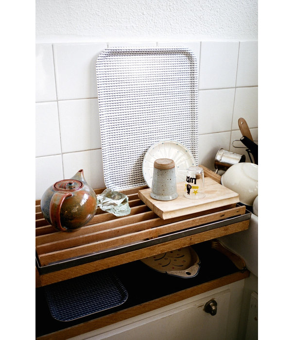 Artek  Artek - Rivi tray mustard - white, 43 x 33 cm.