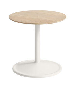 Soft Bijzettafel massief eiken, off white Ø41 / H40