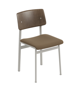 Muuto - Loft stoel donkerbruin, zitting Steelcut 265, tube grijs
