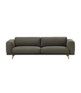 Muuto Rest 3-seater Sofa Fiord 961 green, oak wood base