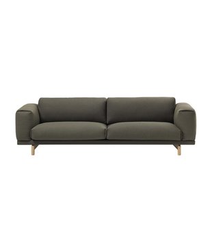 Muuto Rest 3-seater Sofa Fiord 961 green, oak wood base