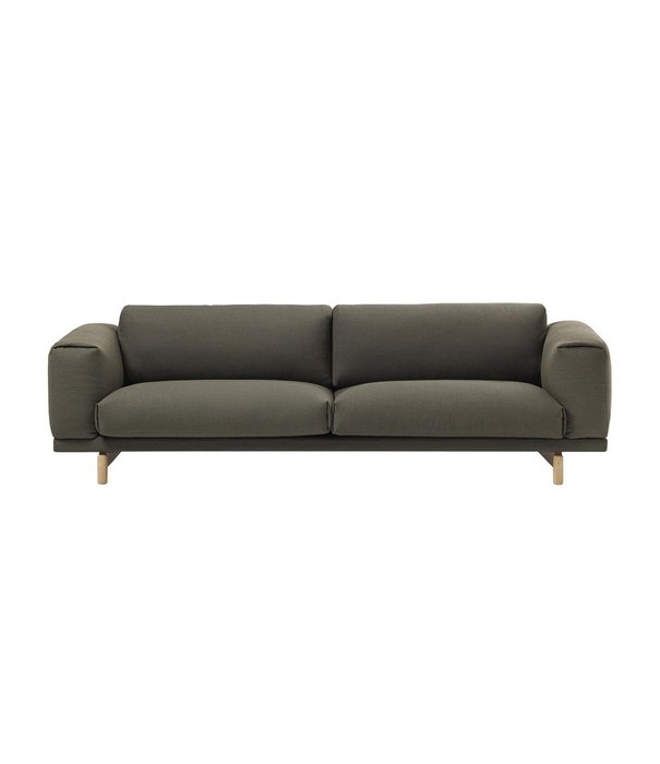 Muuto  Muuto Rest 3-seater Sofa Fiord 961 green, oak wood base