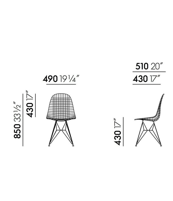 Vitra  Vitra - Wire Chair DKR 2 black - fabric blue/brown