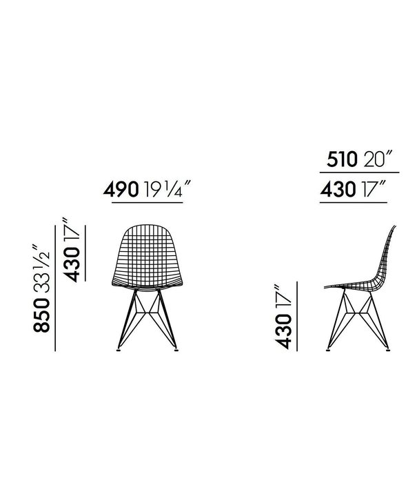 Vitra  Vitra - Wire Chair DKR 2 zwart  - stof blauw/bruin