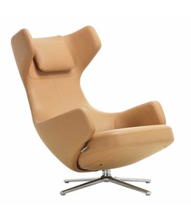 Vitra Grand Repos lounge stoel Premium leer cashew