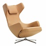 Vitra - Grand Repos lounge stoel gepolijst aluminium Premium Leer Cashew