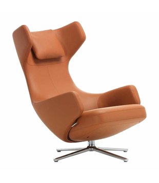 Vitra - Grand Repos lounge chair - Premium Leather Cognac