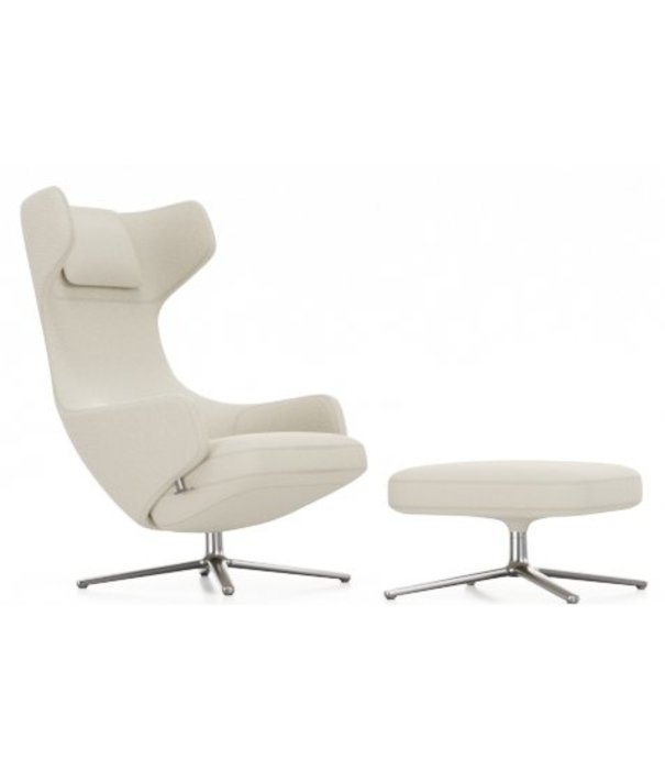 Vitra  Vitra - Grand Repos Lounge Chair gepolijst aluminium Credo - Rots