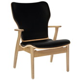 Domus lounge stoel berken / zwart leder