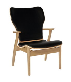 Artek - Domus lounge stoel berken / zwart leder