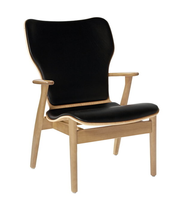 Artek  Artek - Domus lounge chair birch / black leather