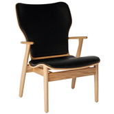 Artek - Domus lounge stoel eiken / zwart leder