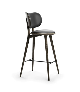 Mater Design - High Stool Backrest Sirka grey oak, black leather