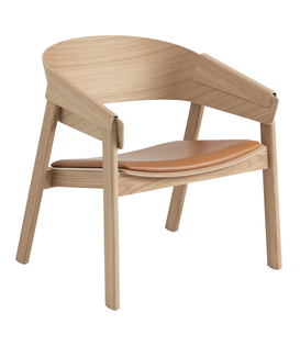 Muuto Cover Lounge Stoel eiken, zitting cognac leer
